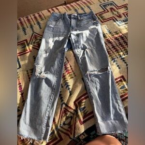 Pistola Light Blue Distressed Straight Leg Jeans